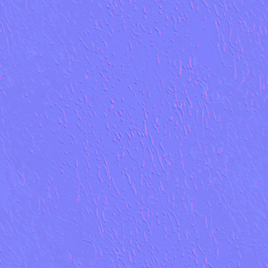 Tangent space normal map generated from the gold texture shown above.  The background is lavender/purple and the streaks/raindrops are more colorful with well-defined edges.