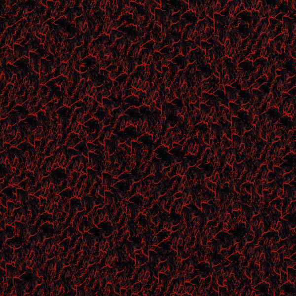 Screenshot of a black and red lava-like texture with three-hex-tiling applied with a patch scale of 2