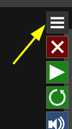 A screenshot of web synth showing the button used to open the global menu, labeled with a yellow arrow pointing to it